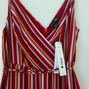 Aqua striped wrap dress